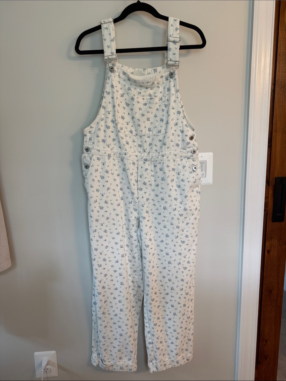 White Floral Women’s Denim Overalls